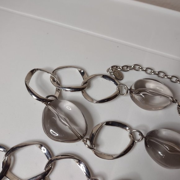 Long 41 Inch Dell'Olio Necklace With Large Clear Plastic Beads - Picture 9 of 12